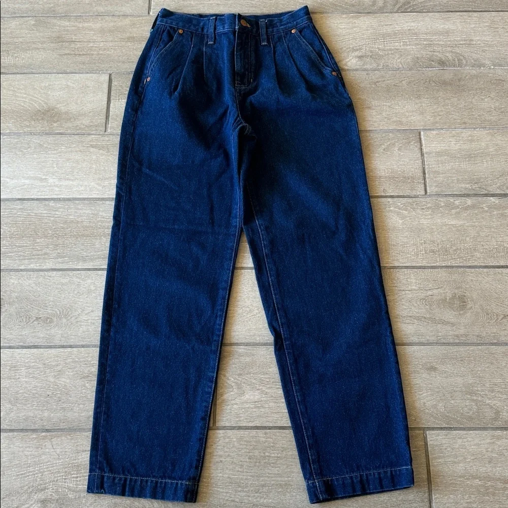 Madewell Baggy Straight Dark Wash Trouser Style Jeans in Woodham Wash Size: 26